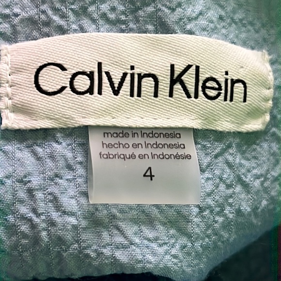 CALVIN KLEIN baby blue smocked poof sleeve womens Gauze dress - Picture 10 of 12